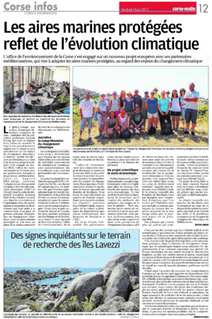 Les aires marines protégées reflet de l'évolution climatique