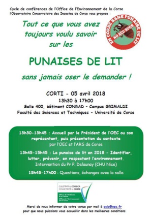 Conférence du 5 avril sur les punaises de lit