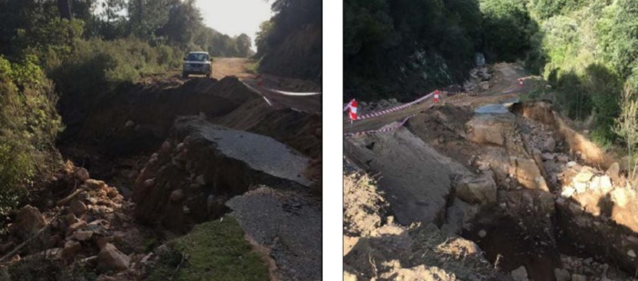 Un incroyable glissement de terrain a emporté 200 mètres de route