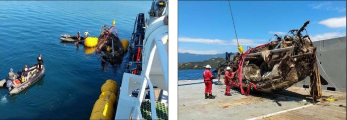 Opération de remorquage d'épaves marines le long du littoral corse