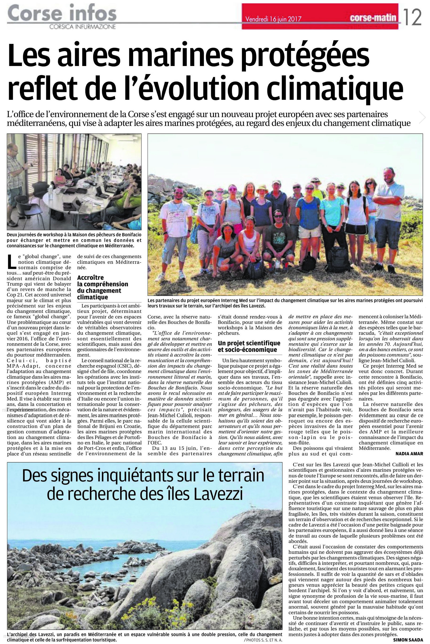 Les aires marines protégées reflet de l'évolution climatique