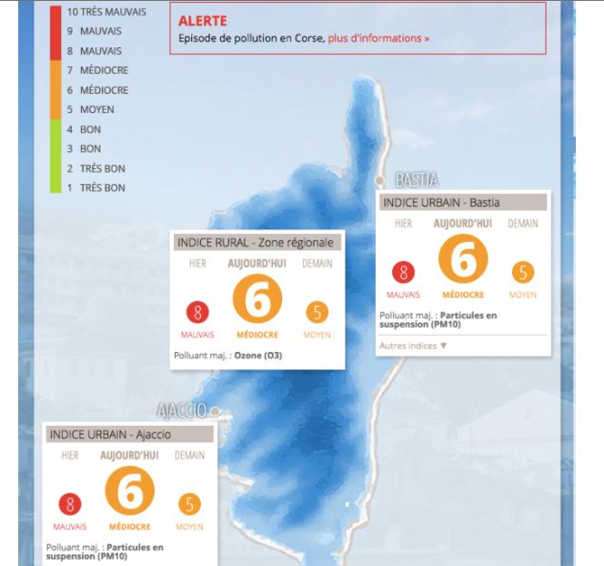 Fin de l'épisode de pollution aux particules fines en Corse, la qualité de l'air s'améliore
