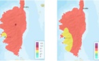La Corse en rouge, avec un seuil d’alerte pour la pollution atmosphérique en provenance du Sahara.